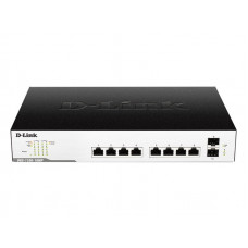 D-Link DGS-1100-10MP/C1A, L2 Smart Switch with 8 10/100/1000Base-T ports and 2 1000Base-X SFP ports (8 PoE ports 802.3af/802.3at(30 W), PoE Budget 130 W).16K Mac address, 802.3x Flow Control, 802.3a
