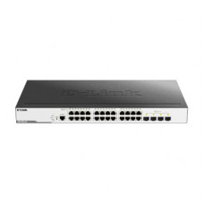 D-Link DGS-3000-28X/B, L2 Managed Switch with 24 10/100/1000Base-T ports and 4 10GBase-X SFP+ ports.16K Mac address, 802.3x Flow Control, 4K of 802.1Q VLAN, VLAN Trunking, 802.1p Priority Queues, Tra