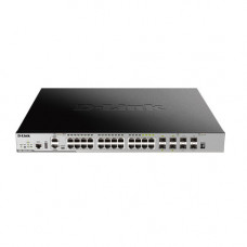 D-Link DGS-3630-28TC/A1ASI, L3 Managed Switch with 20 10/100/1000Base-T ports and 4 100/1000Base-T/SFP combo-ports and 4 10GBase-X SFP+ ports. 68K Mac address, Physical stacking (up to 9 devices), Sw