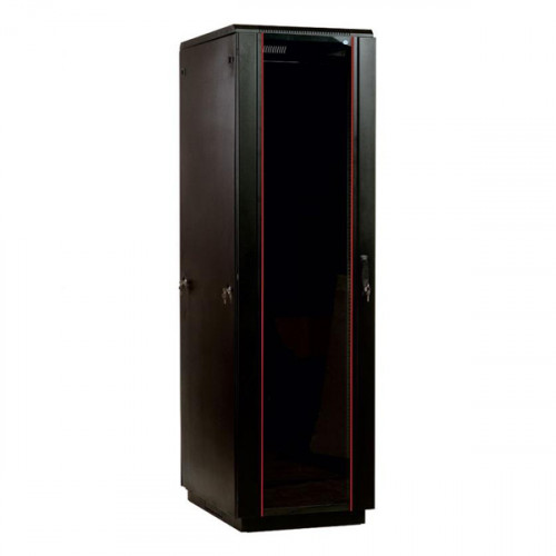 Шкаф телекоммуникационный напольный 42U (800x800) дверь стекло, цвет черный - ШТК-М-42.8.8-1ААА-9005