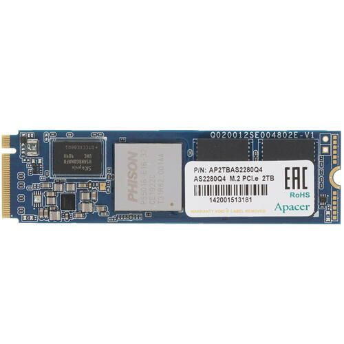 Apacer SSD AS2280Q4 2TB M.2 2280 PCIe Gen4x4, R5000/W4400 Mb/s, 3D TLC, MTBF 1.5M, NVMe, 3350TBW, Retail, 3 years (AP2TBAS2280Q4-1)