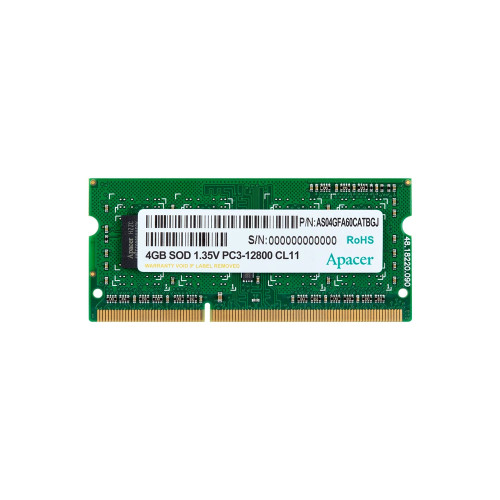 Apacer DDR3 4GB 1600MHz SO-DIMM (PC3-12800) CL11 1.35V (Retail) 512*8 3 years (AS04GFA60CATBGJ/DV.04G2K.KAM) Apacer DDR3 4GB 1600MHz SO-DIMM (PC3-12800) CL11 1.35V (Retail) 512*8 3 years (AS04GFA60CATBGJ/DV.04G2K.KAM)