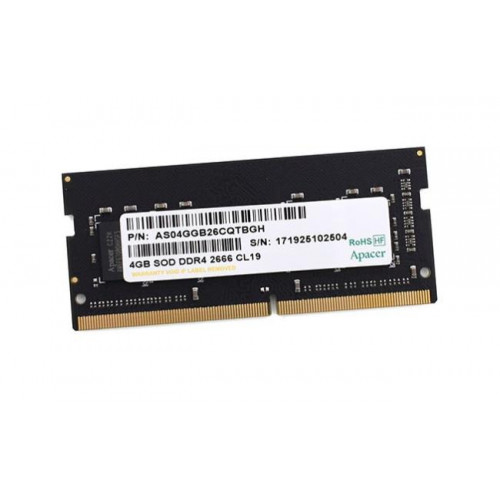 Apacer DDR4 4GB 2666MHz SO-DIMM (PC4-21300) CL19 1.2V (Retail) 512x8 3 years (AS04GGB26CQTBGH/ES.04G2V.KNH)