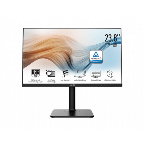 MSI Modern MD241P 23.8” 16:9 FHD(1920x1080)IPS, 5ms(GTG), 1000:1, 100000:1, 250nit, 178/178, HDMI 1.4, USB-C, Speaker, Tilt, Swivel, Height,Pivot, VESA, 75Hz, 1y war-ty MSI Modern MD241P 23.8” 16:9 FHD(1920x1080)IPS, 5ms(GTG), 1000:1, 100000:1, 250nit, 178/178, HDMI 1.4, USB-C, Speaker, Tilt, Swivel, Height,Pivot, VESA, 75Hz, 1y war-ty