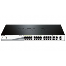 D-Link DES-1210-28P/C2A, L2 Smart Switch with 24 10/100Base-TX ports and 2 10/100/1000Base-T ports and 2 100/1000Base-T/SFP combo-ports (4 PoE ports 802.3af/802.3at (30 W), 20 PoE ports 802.3af (15,4