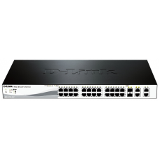 D-Link DES-1210-28P/C3A, L2 Smart Switch with 24 10/100Base-TX ports and 2 10/100/1000Base-T ports and 2 100/1000Base-T/SFP combo-ports (4 PoE ports 802.3af/802.3at (30 W), 20 PoE ports 802.3af (15,4