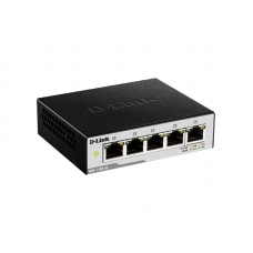 D-Link DGS-1100-05/B1A, L2 Smart Switch with 5 10/100/1000Base-T ports.8K Mac address, 802.3x Flow Control, Port Trunking, Port Mirroring, IGMP Snooping, 802.1Q VLAN up to 32, VID range 1-4094, Loopb