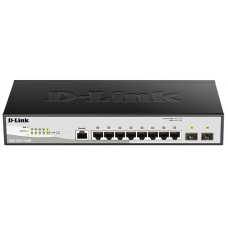 D-Link DGS-1210-10/ME/B2A, L2 Managed Switch with 8 10/100/1000Base-T ports and 2 1000Base-X SFP ports.16K Mac address, 802.3x Flow Control, 4K of 802.1Q VLAN, 802.1p Priority Queues, Traffic Segmen