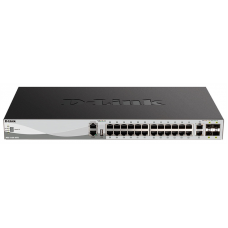 D-Link DGS-3130-30TS/B1A, PROJ L2+ Managed Switch with 24 10/100/1000Base-T ports and 2 10GBase-T ports and 4 10GBase-X SFP+ ports.16K Mac address, SIM, USB port, IPv6, SSL v3, 802.1Q VLAN,GVRP, 80