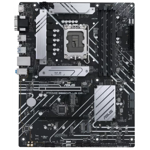 ASUS PRIME B660-PLUS D4, LGA1700, B660, 4*DDR4, DP+ D-Sub + HDMI, CrossFireX, SATA3 + RAID, Audio, Gb LAN, USB 3.2*6, USB 2.0*6, COM*1 header (w/o cable), ATX; 90MB18X0-M0EAY0