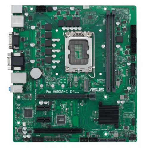 ASUS PRO H610M-C D4-CSM, LGA1700, B610, 2*DDR4, DP, D-Sub, HDMIx1, SATA3 + RAID, Audio, Gb LAN, USB 3.2*6, USB 2.0*6, COM port, mATX; 90MB1A30-M0EAYC ASUS PRO H610M-C D4-CSM, LGA1700, B610, 2*DDR4, DP, D-Sub, HDMIx1, SATA3 + RAID, Audio, Gb LAN, USB 3.2*6, USB 2.0*6, COM port, mATX; 90MB1A30-M0EAYC