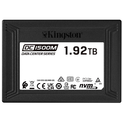 Kingston Enterprise SSD 1,92TB DC1500M U.2 2.5" PCIe NVMe Gen3x4 R3300/W2700MB/s 3D TLC MTBF 2М 510 000/220 000 IOPS 1DWPD (Data Center SSD for Enterprise) 3 years Kingston Enterprise SSD 1,92TB DC1500M U.2 2.5" PCIe NVMe Gen3x4 R3300/W2700MB/s 3D TLC MTBF 2М 510 000/220 000 IOPS 1DWPD (Data Center SSD for Enterprise) 3 years