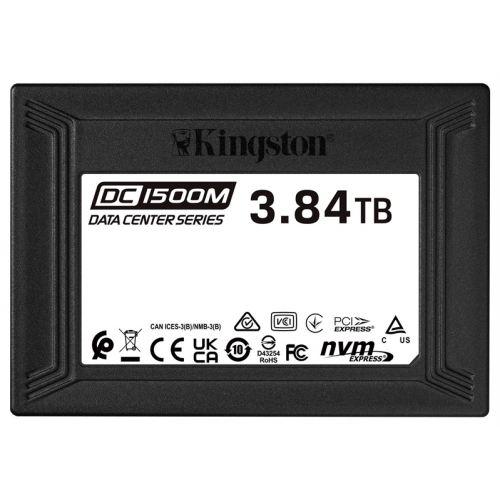 Kingston Enterprise SSD 3,84TB DC1500M U.2 2.5" PCIe NVMe Gen3x4 R3100/W2700MB/s 3D TLC MTBF 2М 480 000/210 000 IOPS 1DWPD (Data Center SSD for Enterprise) 3 years Kingston Enterprise SSD 3,84TB DC1500M U.2 2.5" PCIe NVMe Gen3x4 R3100/W2700MB/s 3D TLC MTBF 2М 480 000/210 000 IOPS 1DWPD (Data Center SSD for Enterprise) 3 years
