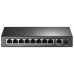 TP-Link 9-портовый 10/100 Мбит/с неуправляемый PoE коммутатор, 8 портов PoE+, IEEE 802.3af/at, бюджет PoE 65 Вт, стальной корпус, режим Extend Mode PoE до 250 метров