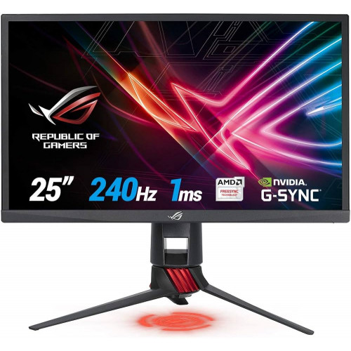 ASUS 24.5" ROG XG258Q LED, ProGaming, 1920x1080, 1ms, 400cd/m2, 170°/160°, 100Mln:1, 240Hz, HDMI*2, DisplayPort, USB, HAS, Tilt, Swivel, Pivot, подсветка Aura, Dark Gray, 90LM03U0-B01370
